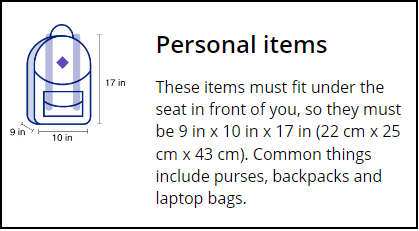 united airlines personal bag size and weight