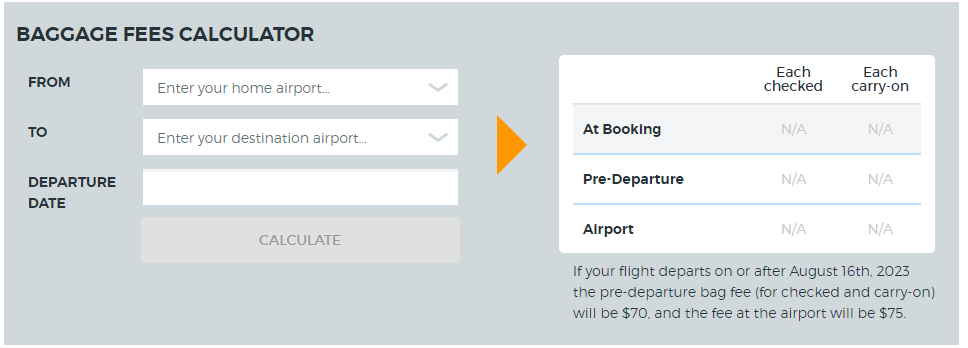 allegiant air baggage fee calculator