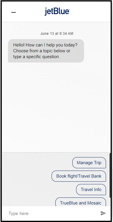 jetblue chat here